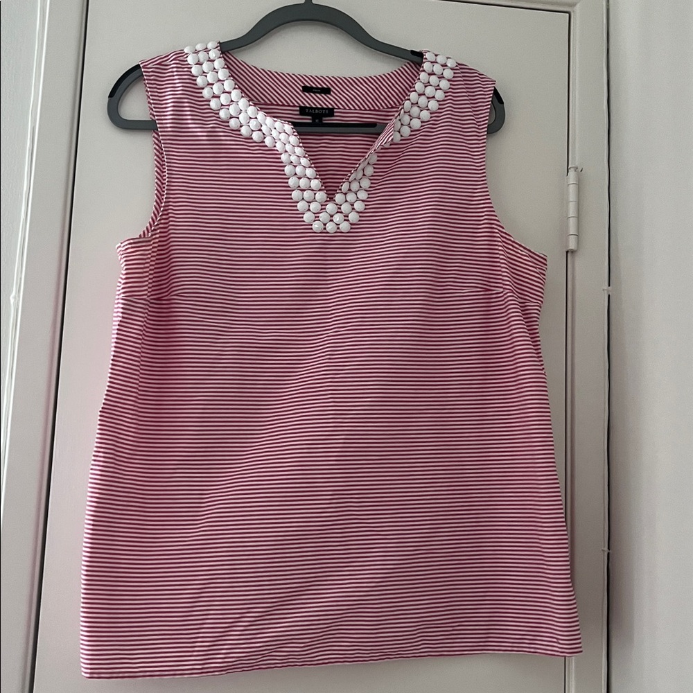 Talbots Pink and White Striped Top